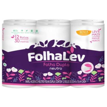 Imagem de Papel higienico Folhalev folha dupla 30m - 12 rolos