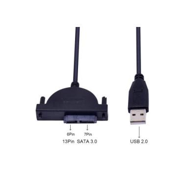 Imagem de Cabo Sata Usb 2.0 Adaptador Cd,dvd Notebook Slim Sata - XZT