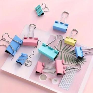 Imagem de Conjunto 48 Prendedores de Papel Grampo Clips Coloridos Kit Escritório