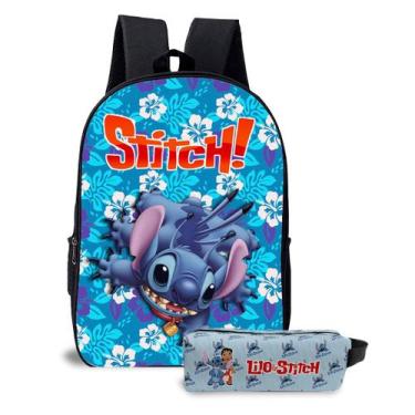 Imagem de Kit Mochila e Estojo Escolar Infantil Desenho Stitch Unissex - Use Thu