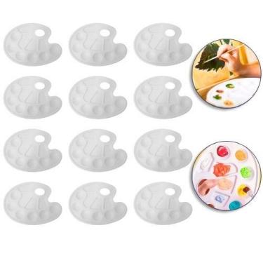Imagem de Kit 12 Paleta Godê Para Pintura Tinta Aquarela 10 Cavidades Plástico P