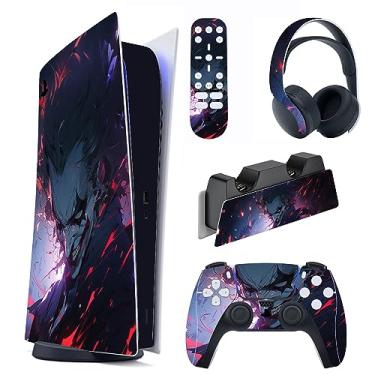 Imagem de PlayVital Conjunto completo de decalque para console ps5 edição digital, adesivo de vinil para controle ps5, estação de carregamento, fone de ouvido e controle remoto de mídia