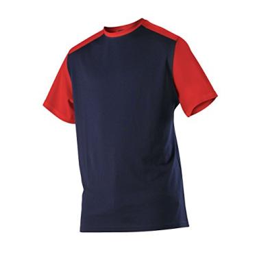 Imagem de Camiseta de beisebol masculina Alleson Ahtletic Mock Mesh, Navy/Scarlet, X-Large