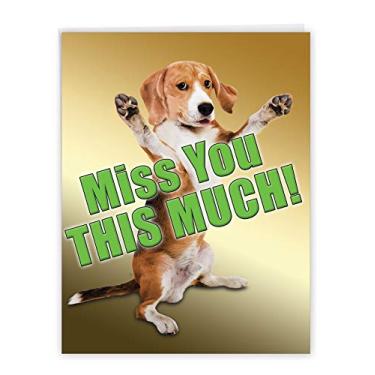 Imagem de J2232MYG Jumbo Funny Miss You Card: Miss YouThis Much Dog With Envelope (versão extra grande: 21 cm x 28 cm)