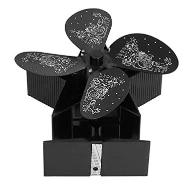 Imagem de Ventilador Movido a Calor de 4 Lâminas Ventilador de Lareira Padrão S Claus para Distribuição de Calor Circulando AirBlack Quente Sem a Necessidade de Baterias ou Eletricidade