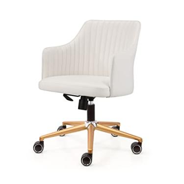 Imagem de Klarel Cadeira de mesa Nest Office Home, branca e dourada