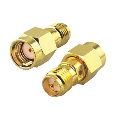 Imagem de Boobrie Conector RP SMA macho para fêmea atualizado banhado a ouro RP-SMA macho para adaptador fêmea RP-SMA DC-18GHz VSWR ≤1,15 para dispositivo LAN sem fio FPV Drone Signal Booster Pacote com 2