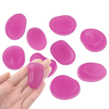 Imagem de QTTLLI 10 peças pedras grandes que brilham no escuro pedras decorativas de 4,3 cm para caminho, jardim, passarela, quintal, aquário de peixes, roxo