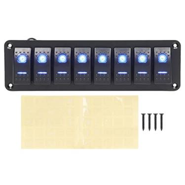 Imagem de 8 Gang Rocker Switch Panel, Used As Headlamp Switch, LED Backlit On Off Switch Waterproof Overload Protection Pre Wire for Car RV Bus Marine Boat (Blue)