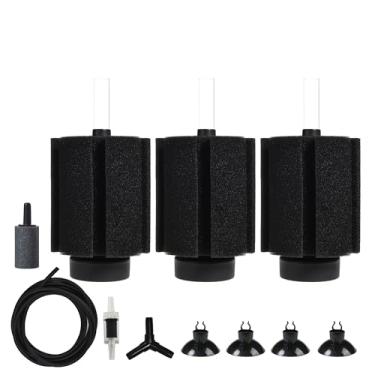 Imagem de ALEGI Filtro de esponja de aquário 30 galões, filtro de esponja silencioso com pedra de ar para camarão frito betta e peixes pequenos (3 peças)