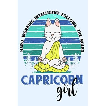 Imagem de Capricorn Girl: Notebook for Zodiac Sign Girls Born Dec 21 - Jan 19. A Compact 6"x9" Journal with 120 lined pages. Girls Birthday Gift Fun Cat on Cover.