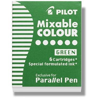 Imagem de PILOT Recargas de tinta colorida misturáveis paralelas para canetas de caligrafia, verde, pacote com 6 (77308)