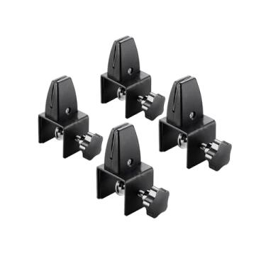 Imagem de Jhanw Braçadeira de suporte de proteção contra espirros para painel de 0,6 cm a 2,5 cm de espessura, braçadeira vertical ajustável de alumínio, pacote com 4 braçadeiras de suporte para divisória de