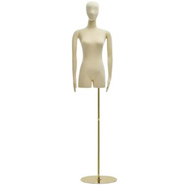 Imagem de Multiuso Manequim de corpo macio manequim de meio corpo manequim de corpo de plástico feminino para roupas com suporte altura total ajustável Janela