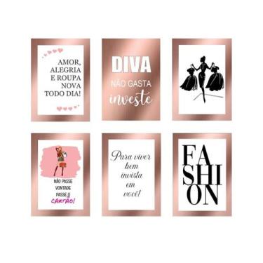 Imagem de Quadros Moda Rose Gold Loja Roupa Look Fashion Kit 6 Peças - camaleão 
