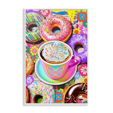 Imagem de Stupell Industries Donuts pastel e caneca de café emoldurada giclée design de arte de parede por Jess Stempel, moldura branca, 40 x 61 cm