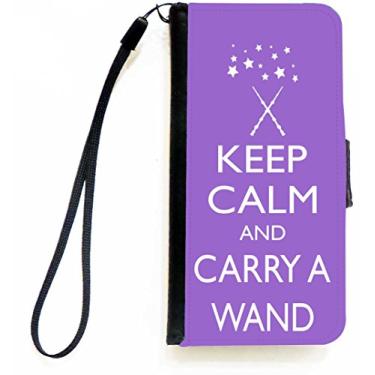 Imagem de Rikki Knight Keep Calm and Carry a Wand - Capa carteira flip cor violeta com aba magnética para Apple iPhone 5c