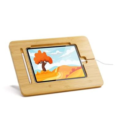 Imagem de Suporte de madeira para tablet para iPad, cavalete de desenho ajustável em vários ângulos, suporte de mesa de artista para criação digital