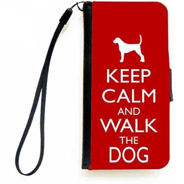 Imagem de Rikki Knight Keep Calm and Walk the Dog - Capa carteira flip de cor vermelha com aba magnética para Apple iPhone 5c