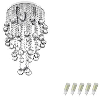 Imagem de Lustre Pendente De Cristal Legitimo Classic Round Long 32 com Lâmpadas 6000K (Branca Fria)