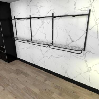 Imagem de Arara de roupas closet quarto com 16 peças regulável 300x100 cm cor pr