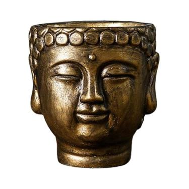 Imagem de Ioensy Cimento cabeça de buda vaso de flores decoração para casa criativo plantador planta recipiente para apartamento desktop cozinha pátio, Bronze