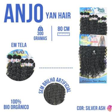 Imagem de Cabelo Afro Cacheado Bio Organico 80 cm Anjo Aplique Megahair Em tela 