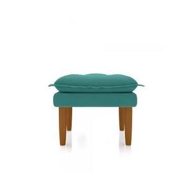 Imagem de Puff Banquinho Apoio Para Os Pés Luxo Suede Azul Turquesa - New Belle 