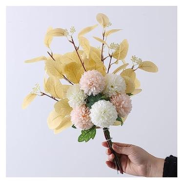 Imagem de Vaso de flores artificiais de seda branco, buquê de anêmona para casamento, casamento, casa, festa, quarto, decoração de mesa, planta, vaso de flores falsas (B)