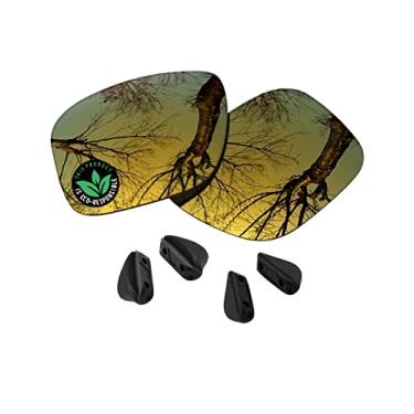 Imagem de Raydi Lentes de reposição de policarbonato e protetores de nariz para óculos de sol retangulares Oakley Double Edge OO9380 - Espelho dourado 24K - Polarizado