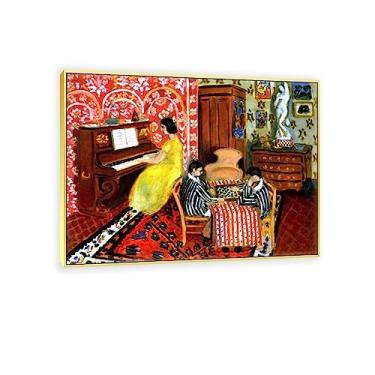 Imagem de JZSDGB Pianista e jogador de damas por Henri Matisse impressões - reprodução de pintura a óleo famosa em tela - pintura abstrata em tela imagem de arte de parede para decoração de casa 30 x 40 cm (12