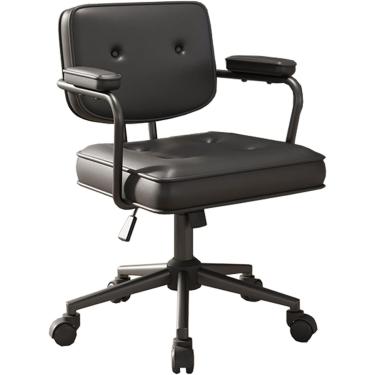 Imagem de Cadeira de escritório, cadeira ergonômica de escritório para computador com apoio lombar, altura ajustável, para estudo/quarto, preta