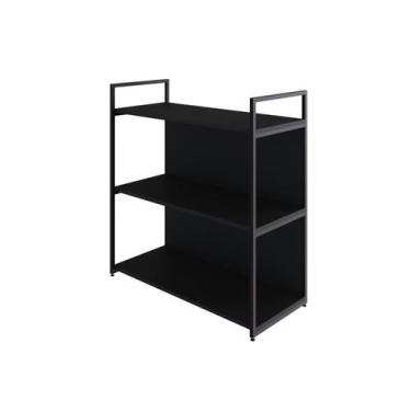 Imagem de Estante C/03 Prateleiras 84x80x33cm C/Fundo Yon - Metalig, Preto TX/Es