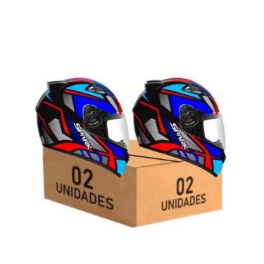 Imagem de Kit 2 Capacetes Ebf Spark Spider Azul Moto Fechado Masculino Feminino,
