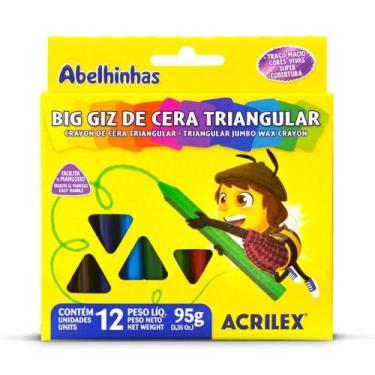 Imagem de Big Giz de Cera Triangular Acrilex - 12 Cores Vibrantes para Desenhos 
