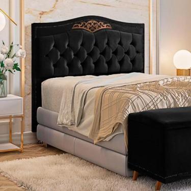 Imagem de Cabeceira Holanda 195cm King Size Estofada Veludo Star Confort, Preto
