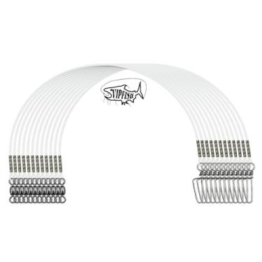 Imagem de Vipfish Líder de fluorocarbono de pesca com guindaste giratório e botões - O líder de fluorocarbono resistente de 9 a 36 kg conecta iscas, iscas ou ganchos para pesca em água salgada e em água doce