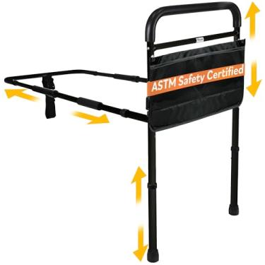 Imagem de Vaunn Nova alça de trilho de assistência de cama ajustável médica (aprovada pelo padrão de segurança ASTM F3186–17) e barra de apoio de mão, segurança e estabilidade de cabeceira (montagem sem