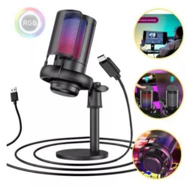 Imagem de Microfone Condensador Gamer Rgb Live Stream Podcast Usb - Tomate