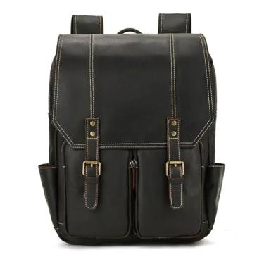 Imagem de Mochila de qualidade para homens mochila de couro retro luxo moda mochila de viagem para homens mochila de couro(E Dark Brown)
