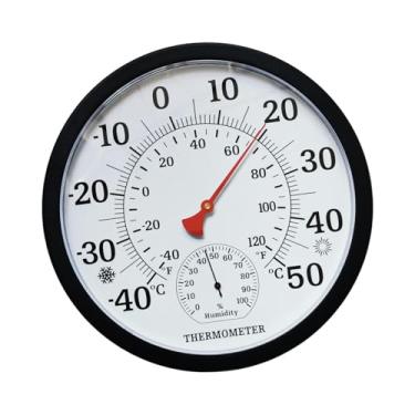 Imagem de Bothyi Termômetro higrômetro preto, ferramenta climática, fonte fina, medidor de temperatura e umidade para jardim, quarto de criança