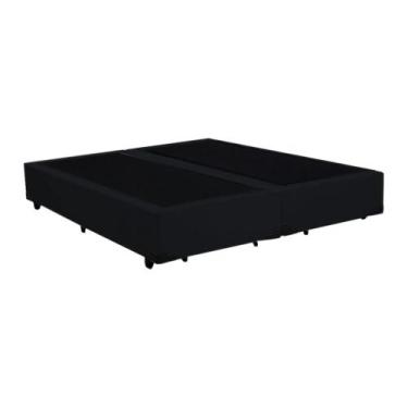 Imagem de Cama Box Queen Bipartido Preta Sintetico 40x158x198 - Santo Box