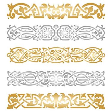 Imagem de Estênceis para paredes: Estêncil de clipe celta, 30,5 x 33 cm (C) - Grampo de cabelo viking celtas irlandeses design nó de proteção trançado étnico estêncil para modelo de pintura