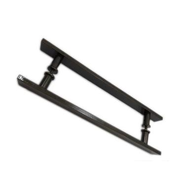 Imagem de Puxador H duplo 40x30cm reto barra chata para porta de vidro e portão 