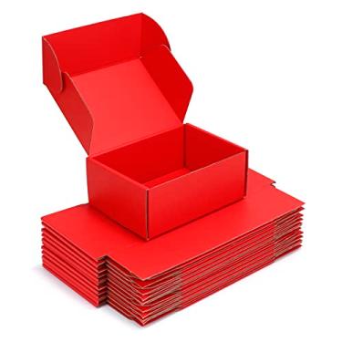 Imagem de BJADE‘S Caixas De Remessa 8X6X3 Polegadas, Pacote Com 25 Caixas De Papelão Ondulado Médio Para Correspondência, Embalagem De Presentes, Mudança E Armazenamento (Vermelho)