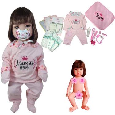 Imagem de Bebê Reborn Menina 100% Silicone Enxoval Com Bolsa -24 Itens - Mamãe R
