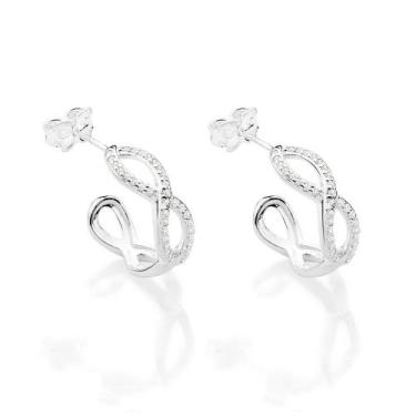 Imagem de Brinco Rommanel Prata 925 Argola Infinitos Com Zircônias 820242