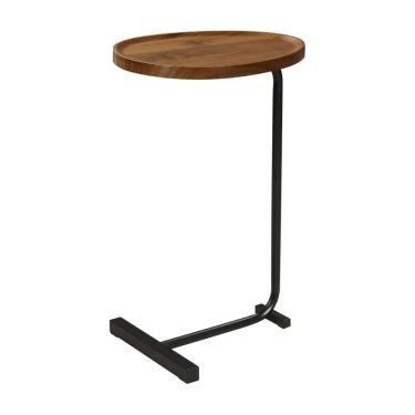 Imagem de Mesinha de Apoio para Braço do Sofá Oval em Metal Marrom e Preto MDF 62cm 15084-PL