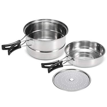 Imagem de Conjunto de utensílios de cozinha de acampamento panela de acampamento panela de cozimento a vapor panela de cozimento a vapor ao ar livre casa cozinha conjunto