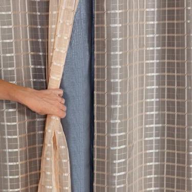 Imagem de Cortina Blackout PVC com Tecido Voil Xadrez - Quarto - Sala - Cozinha 